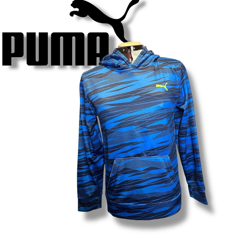 PUMA: Women’s Blue & Black Striped Hoodie